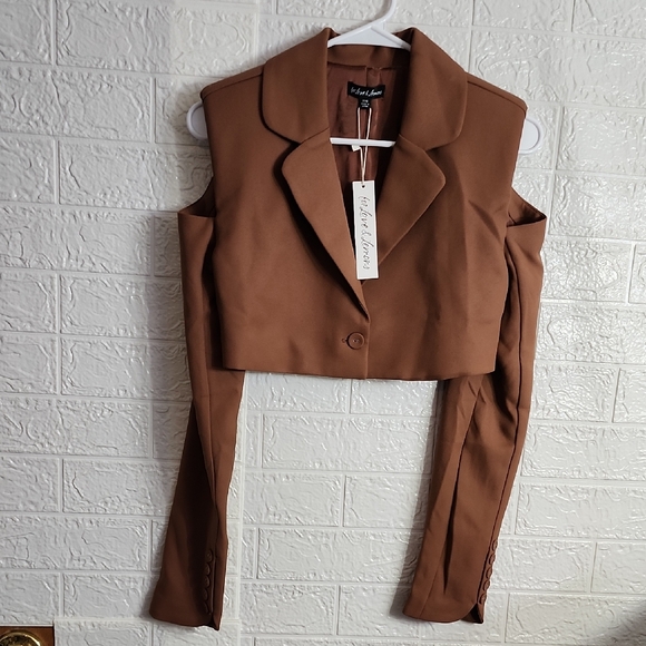 For Love And Lemons Jackets & Blazers - For Love And Lemons Brown Cutout Shoulder Blazer